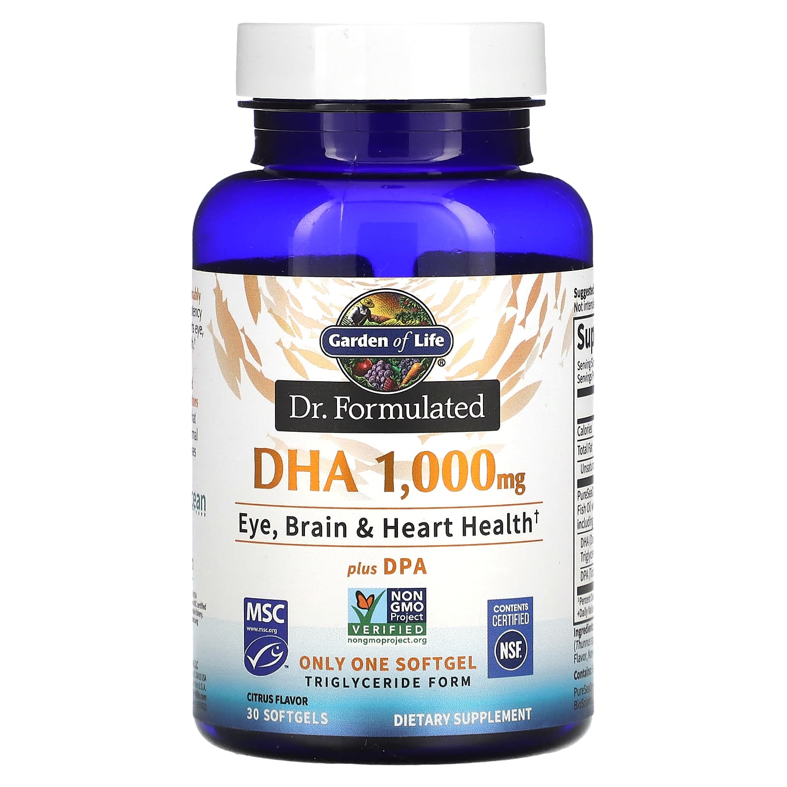 Garden of Life, Dr. Formulated DHA 1000 mg, 30 Softgels UPC 658010125321 | HiLife Vitamins